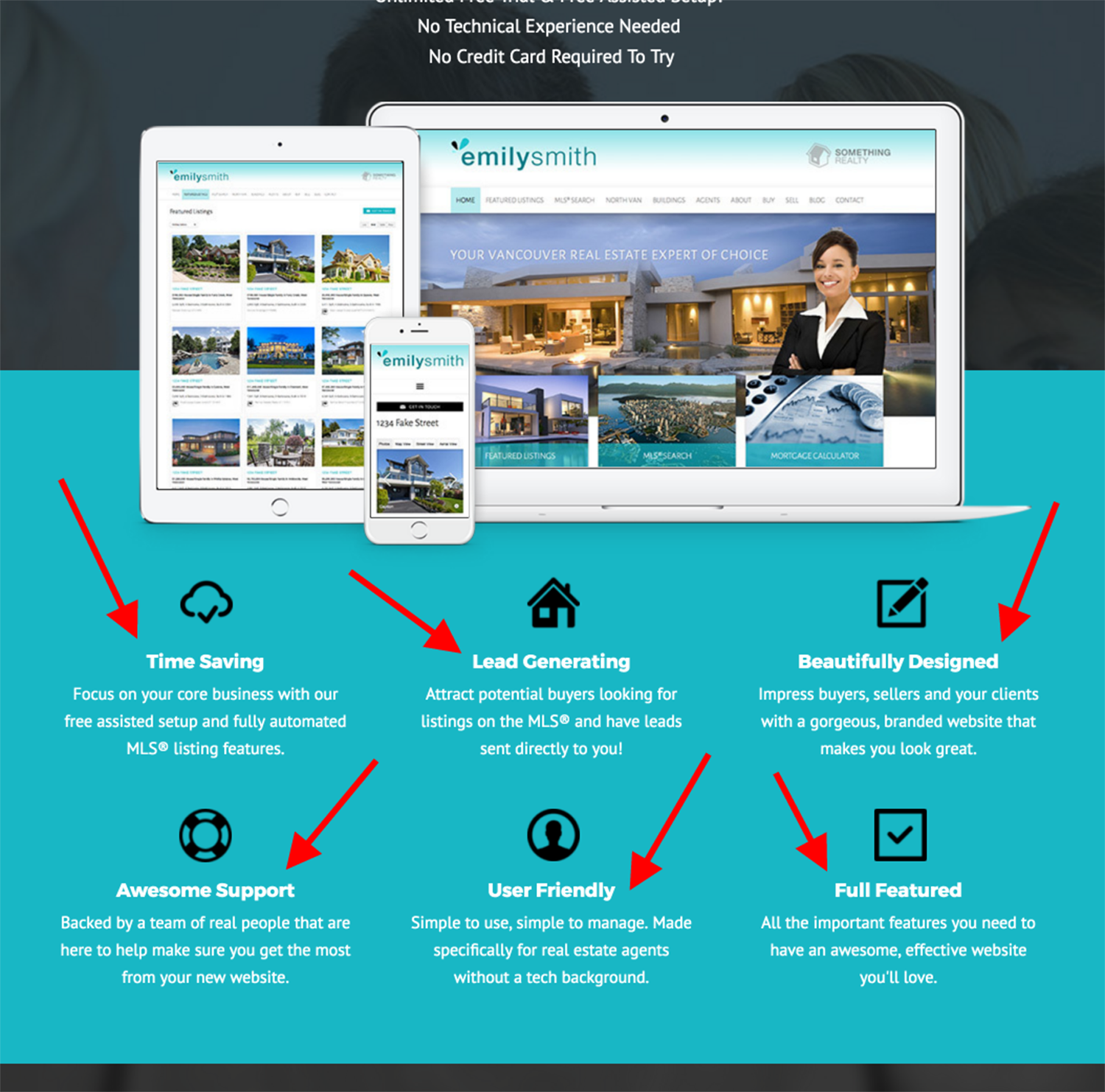 real estate landing page - features advantages benefits