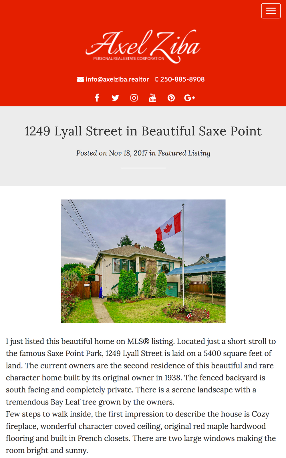 Axel Ziba's real estate blog features his new listings