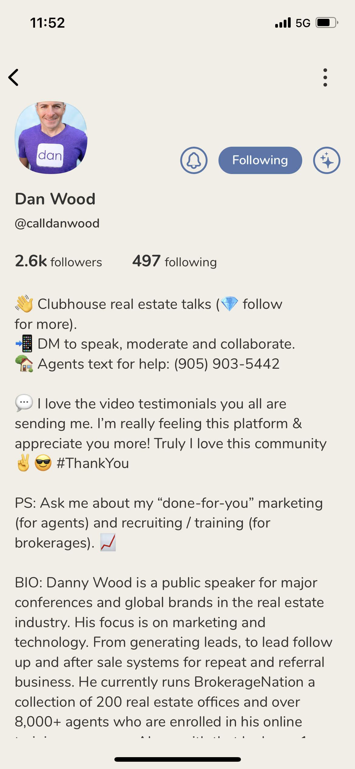 Dan Wood on Clubhouse - Real Estate