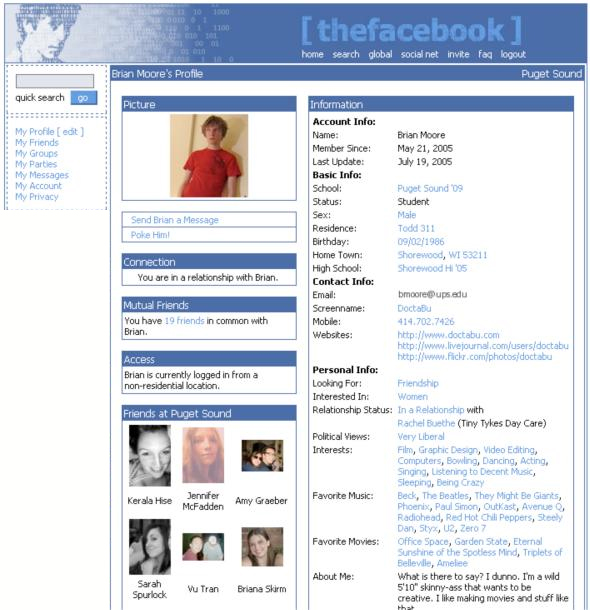 This is what a Facebook Profile looked like in 2004.