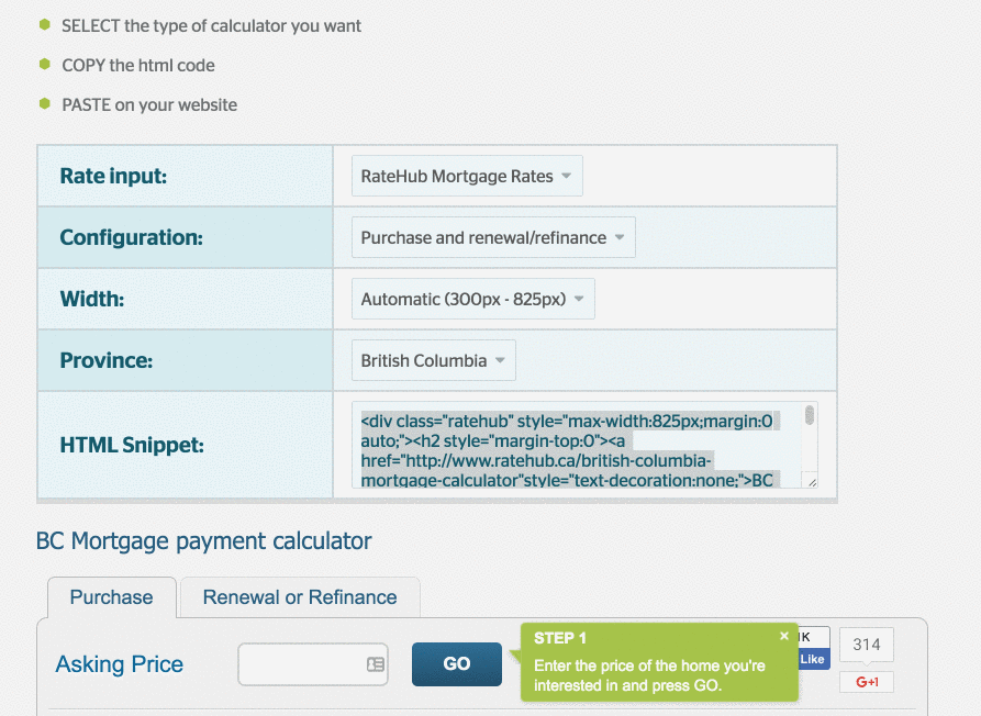 Add a RateHub Mortgage Calculator Widget to your Real Estate Website