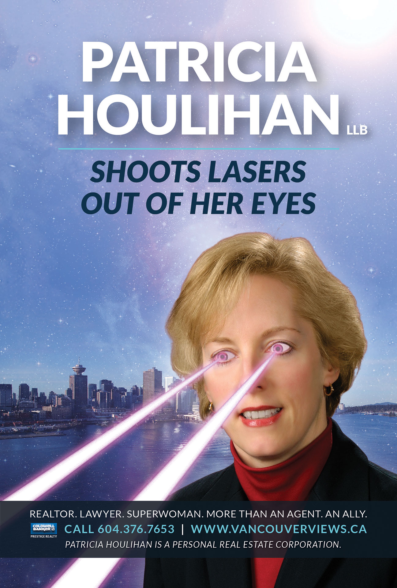 Patricia Houlihan Realtor Laser Eyes Bus Ad