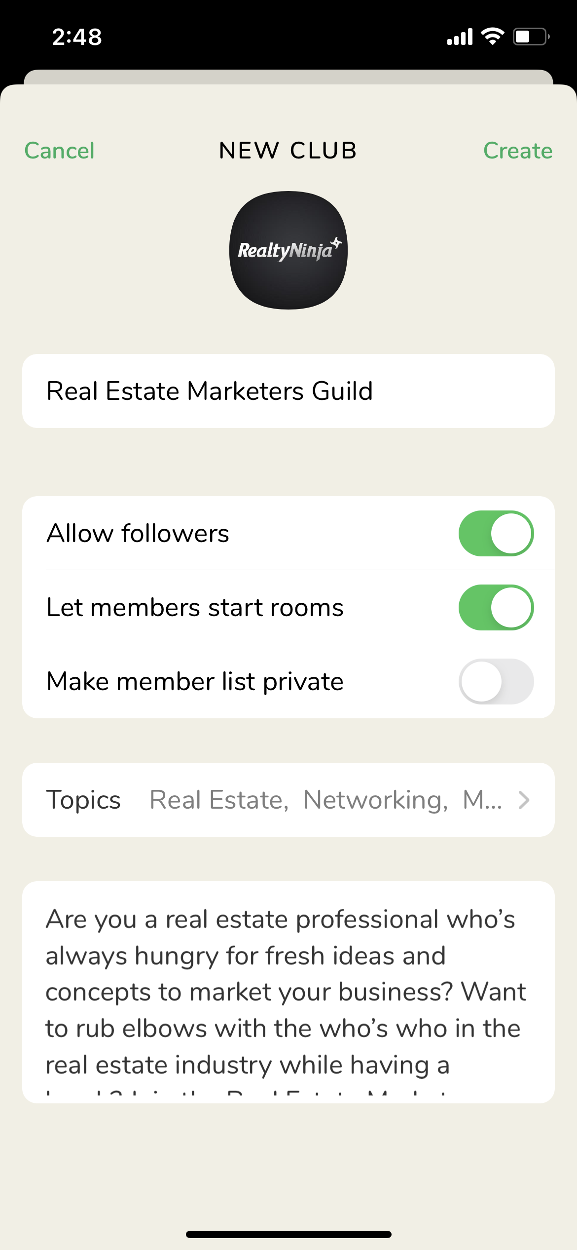 Real Estate Club on Clubhouse