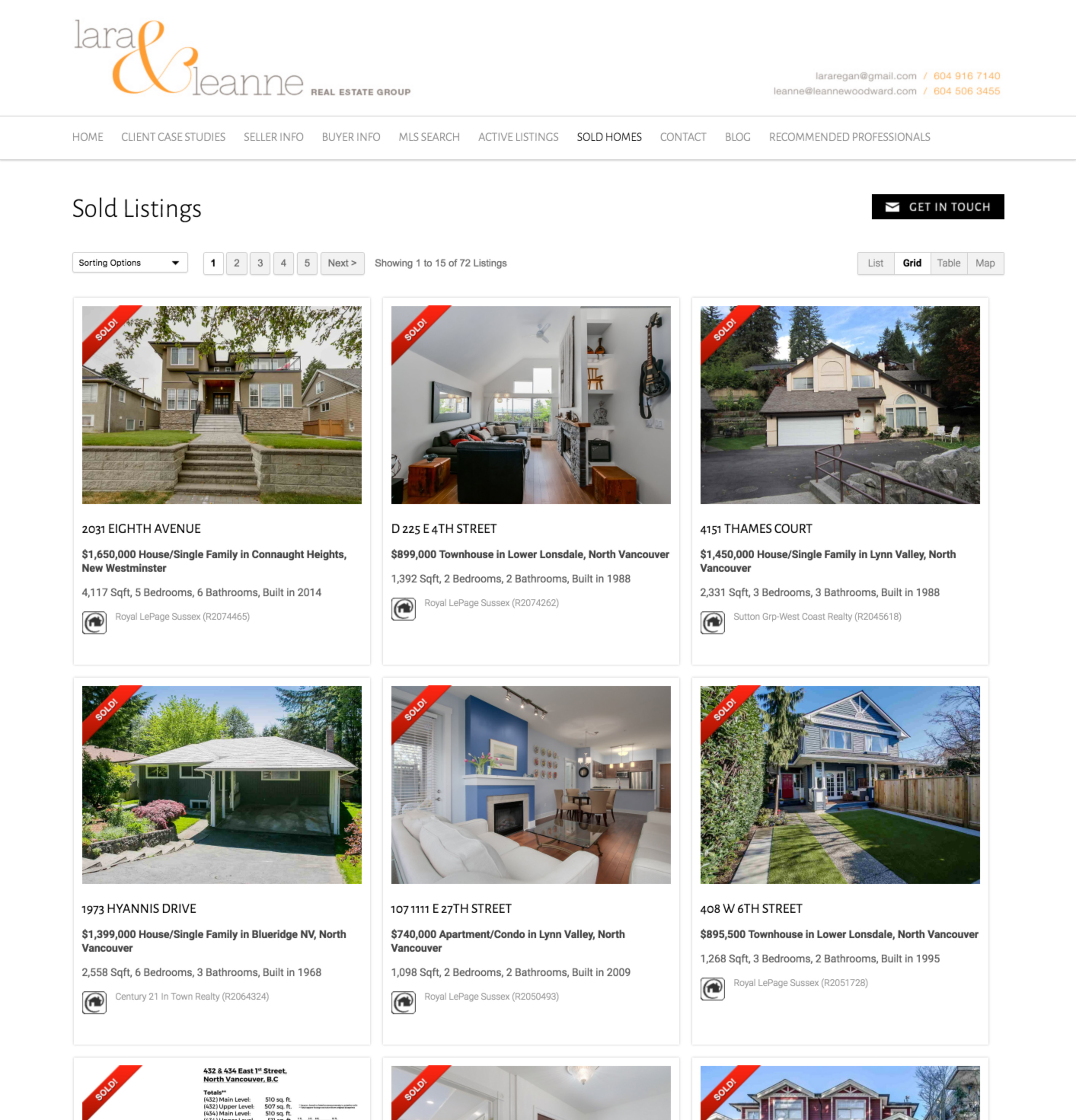 Real Estate Website Pages - Sold Listings