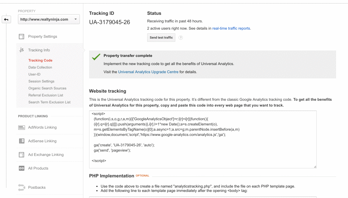 Adding the Google Analytics Tracking ID To your Real Estate Website