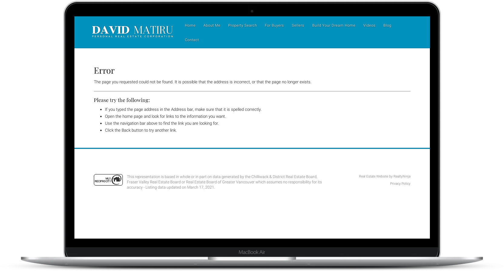 401 Error - page not found