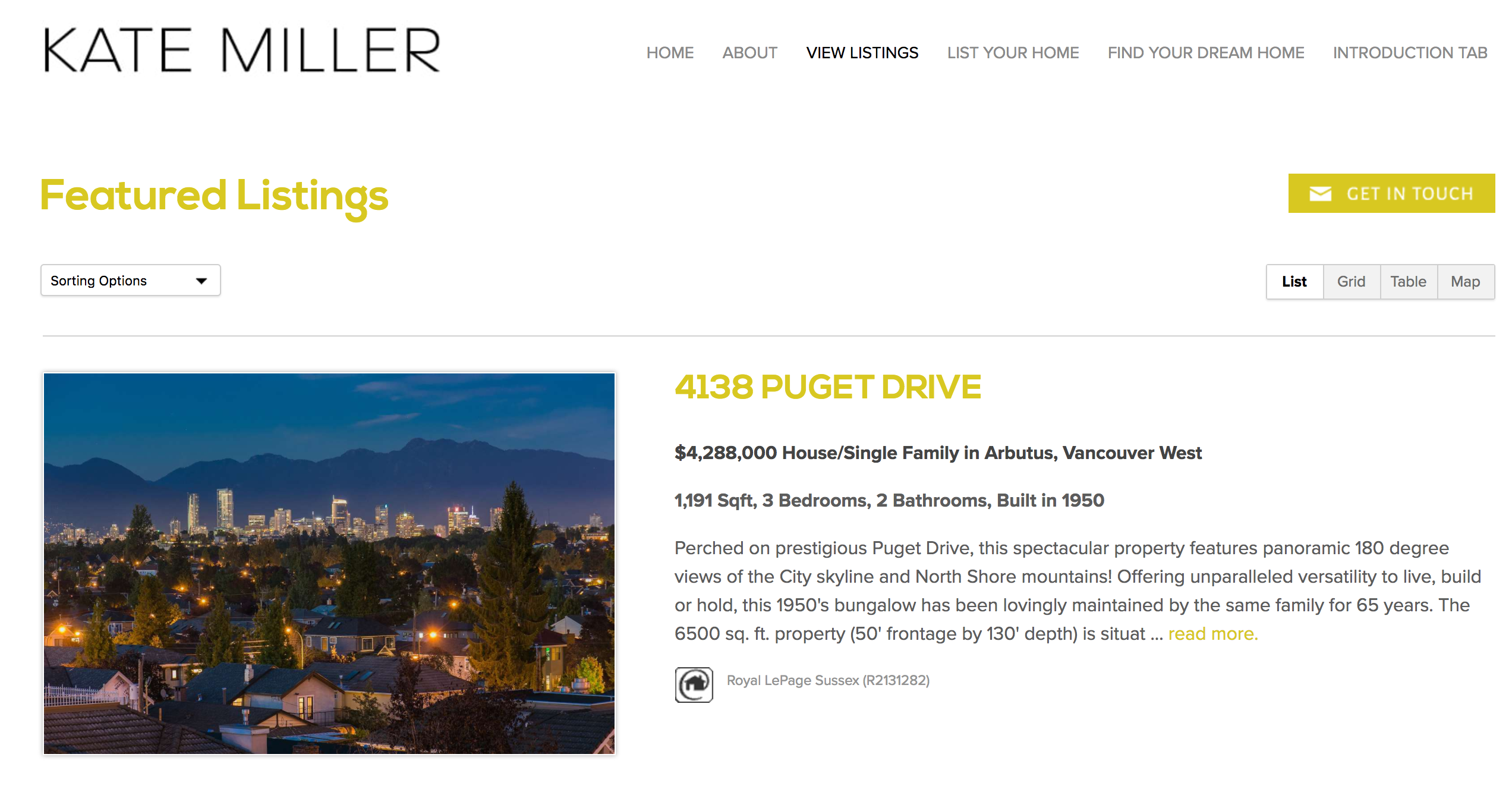 Kate Miller's Featured Listings page is updated