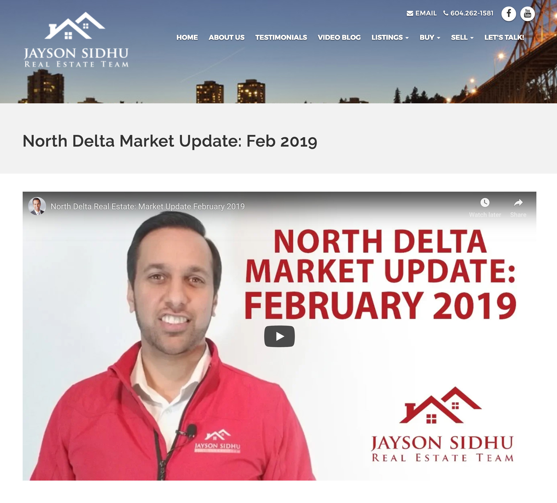 Video Market Updates by Jayson Sidhu on his website