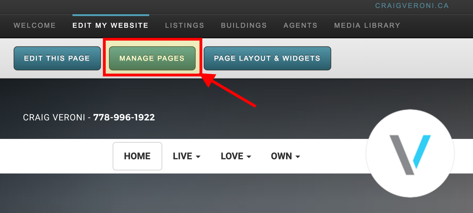 Manage Pages on RealtyNinja