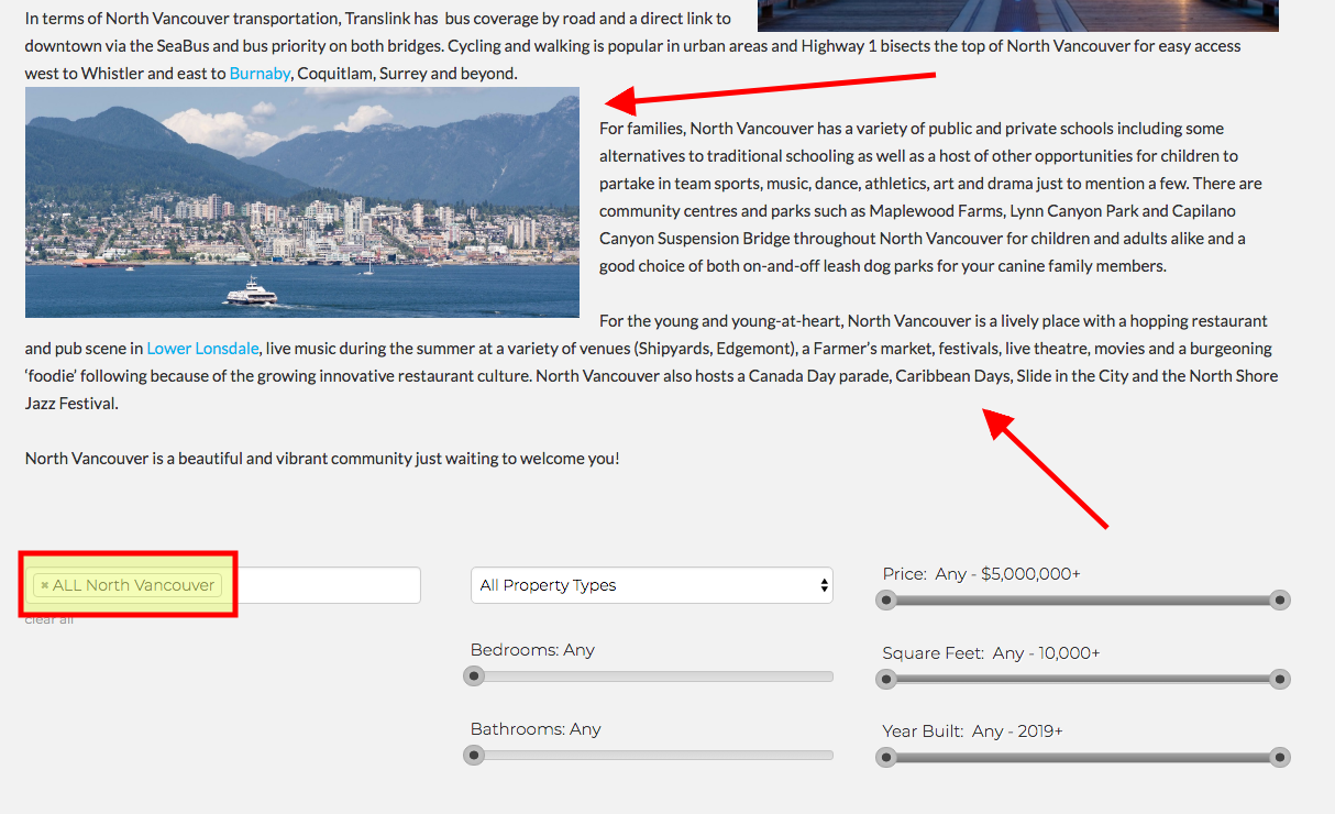 North Vancouver Niche Search Page by Anthony Riglietti