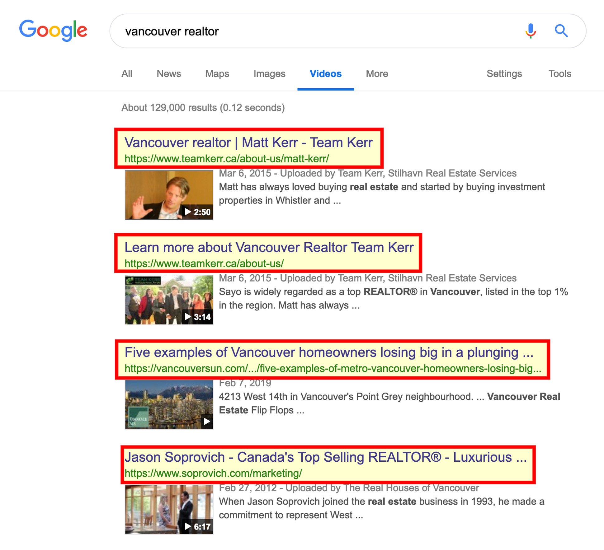 Vancouver Realtor Videos on Google