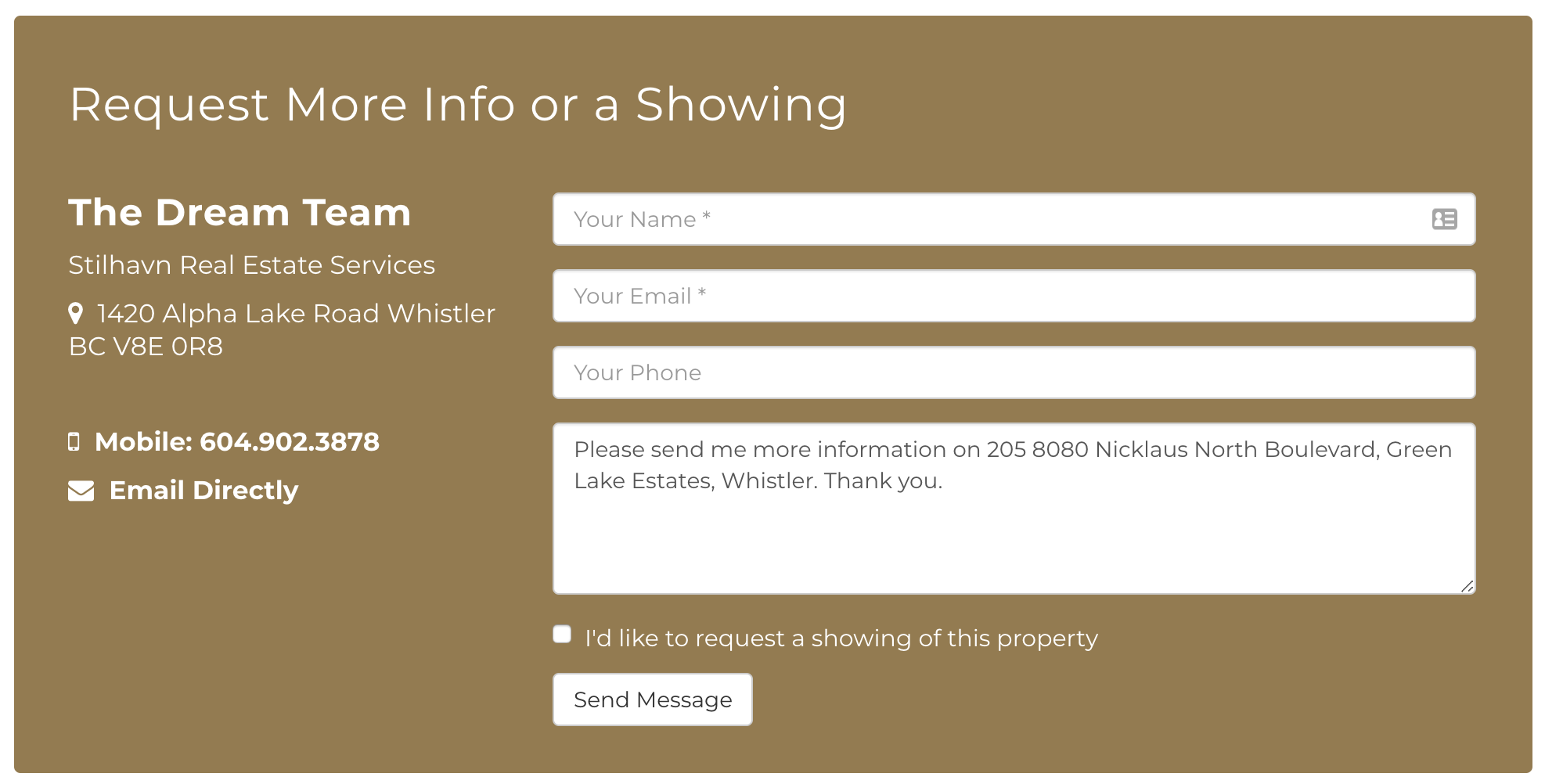 Call to Action forms on RealtyNinja Websites