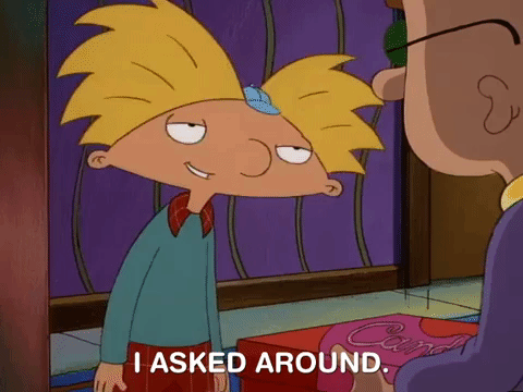 Hey Arnold gif of him talking to someone