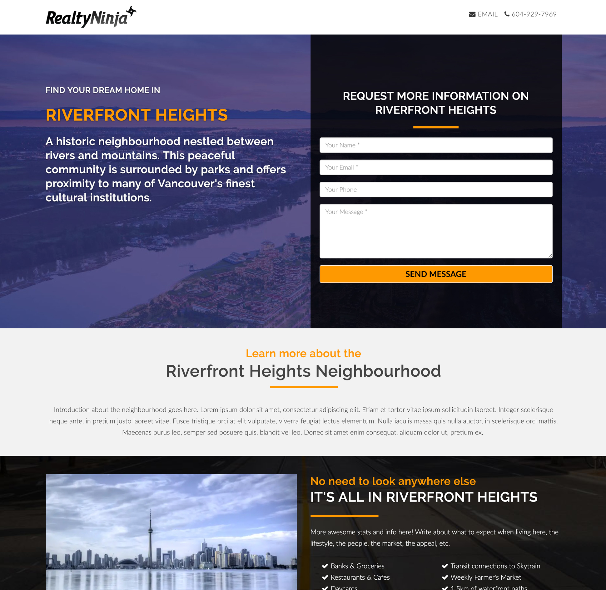 RealtyNinja Real Estate Agent Landing Pages for Sale