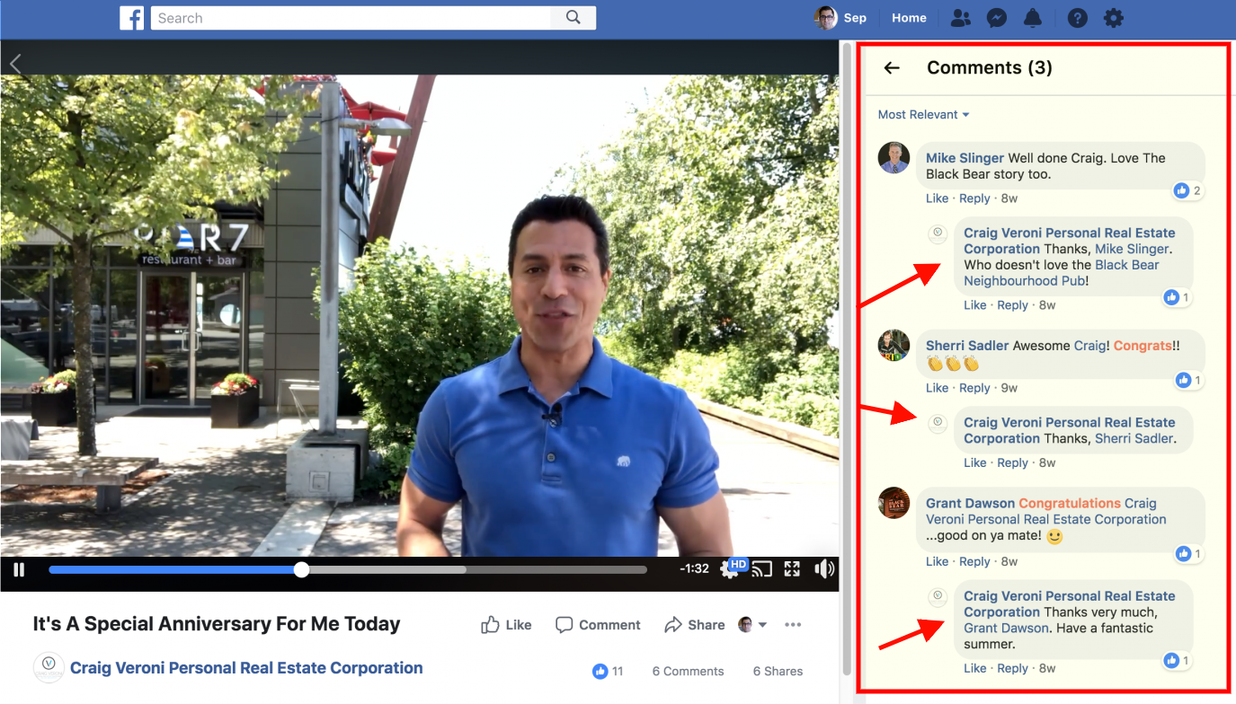 Craig Veroni Engages his Facebook Followers